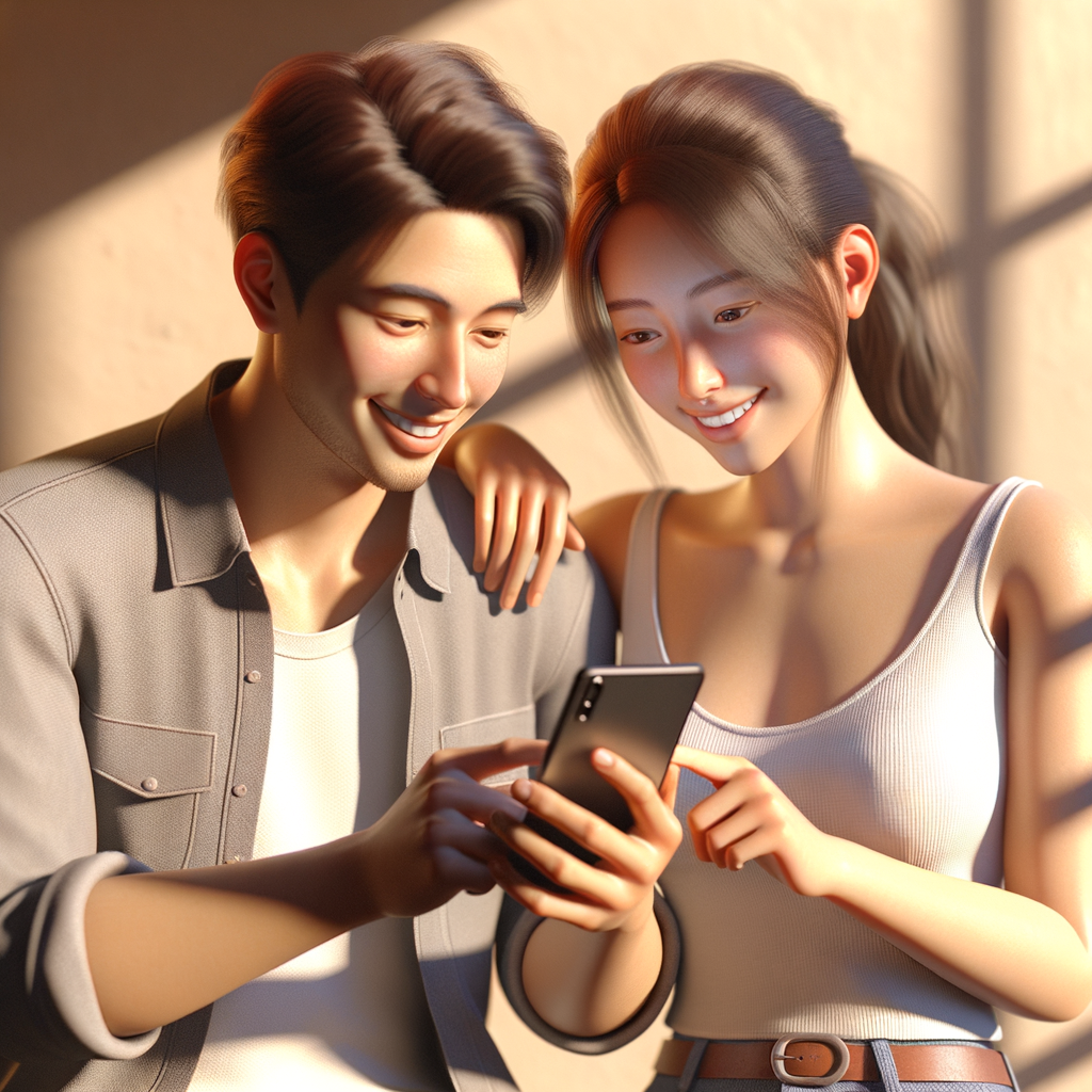 Couple reviewing a phone